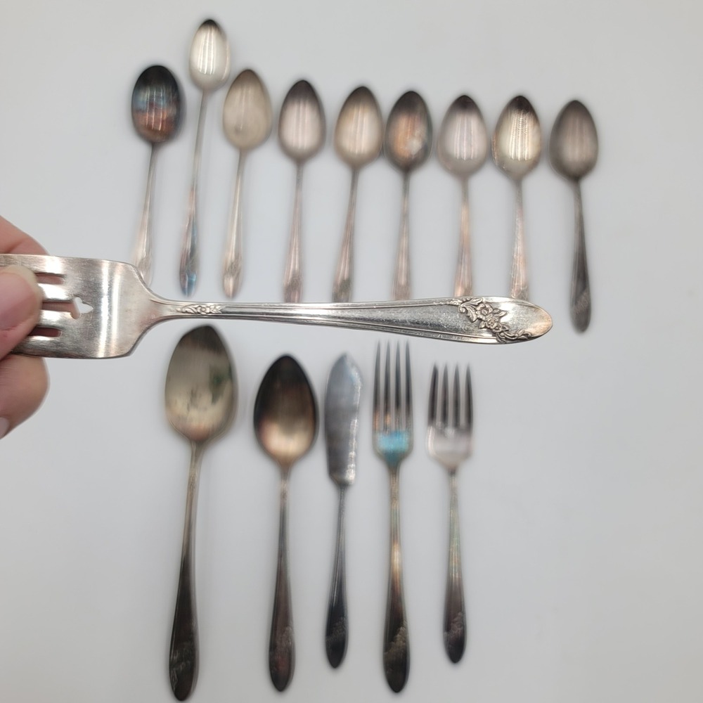15pc‎ VTG Oneida Community Tudor Plate Queen Bess II Flatware Set Silverplate